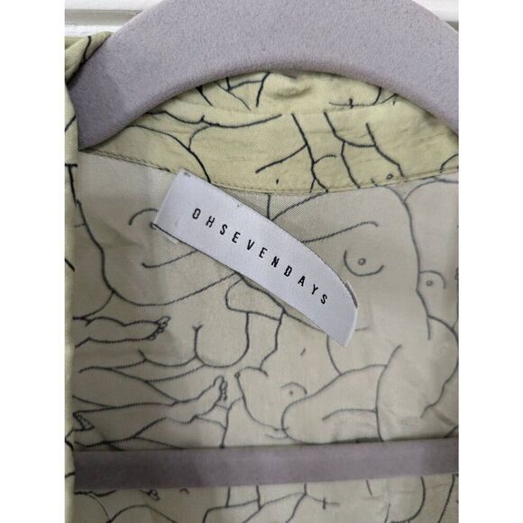 OhSevenDays Monday Marwa Illustrated Vegan Silk Boxy Blouse women's sage green - Picture 5 of 9